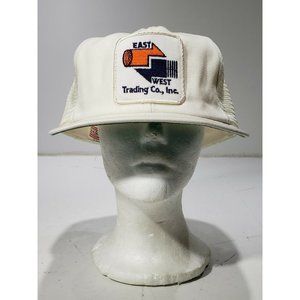 Vintage East West Trading Co. Inc. White Mesh Snapback Patch Hat Cap Made In USA